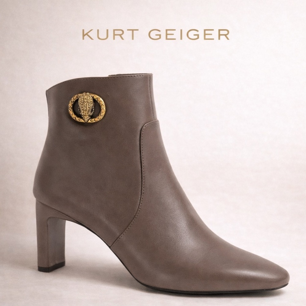 NWOB $256 Kurt Geiger Square Toe Chelsea Boots — Dark Taupe